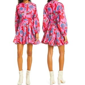 NWT RHODE Red Psychedelic Flow Emma Print
Long Sleeve Cotton Shirtdress Size M